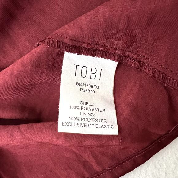 Tobi Maroon Satin Wrap Romper - Picture 7 of 8